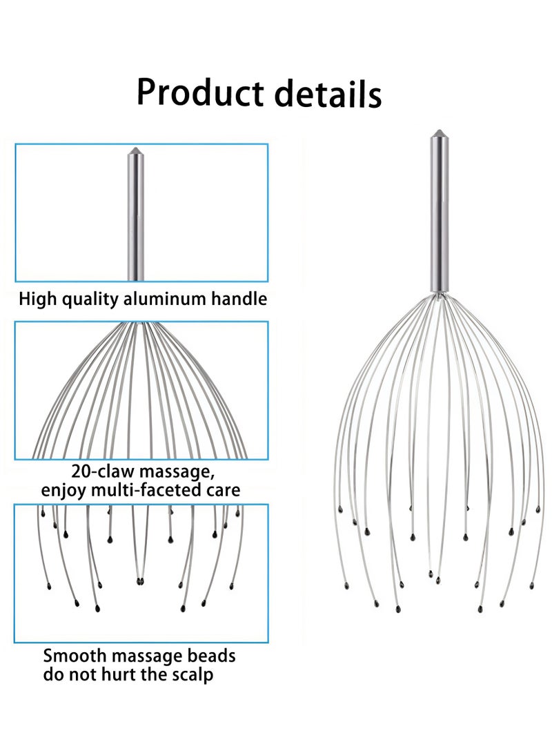 Loucky 2pcs Scalp Massager & Back Scratcher - 20 Finger Head Massager + Extendable Back Scratcher for man/woman, Relief Tool for Deep Relaxation - Image 5
