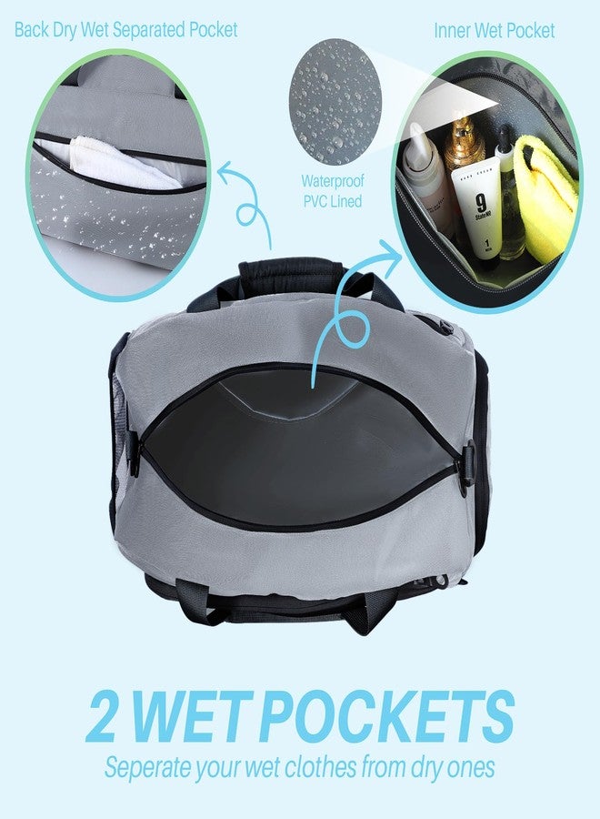 Maymooner Small Gym Bag with Shoes Compartment & Wet Pocket,Unisex Sport Duffel Bag for Pickleball Paddle,Waterproof Workout Weekender Overnight Bags for Travel Yoga Swimming,Silver Grey - Image 3
