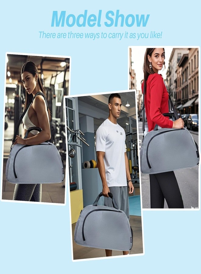 Maymooner Small Gym Bag with Shoes Compartment & Wet Pocket,Unisex Sport Duffel Bag for Pickleball Paddle,Waterproof Workout Weekender Overnight Bags for Travel Yoga Swimming,Silver Grey - Image 5