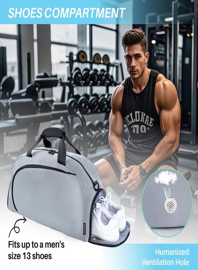 Maymooner Small Gym Bag with Shoes Compartment & Wet Pocket,Unisex Sport Duffel Bag for Pickleball Paddle,Waterproof Workout Weekender Overnight Bags for Travel Yoga Swimming,Silver Grey - Image 4