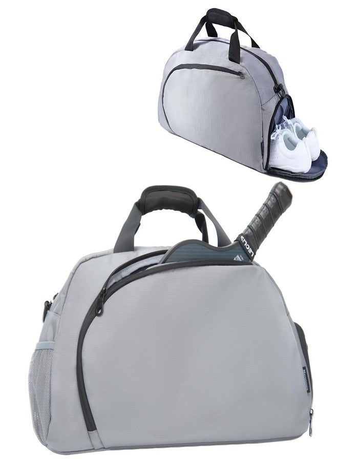 Maymooner Small Gym Bag with Shoes Compartment & Wet Pocket,Unisex Sport Duffel Bag for Pickleball Paddle,Waterproof Workout Weekender Overnight Bags for Travel Yoga Swimming,Silver Grey - Image 1