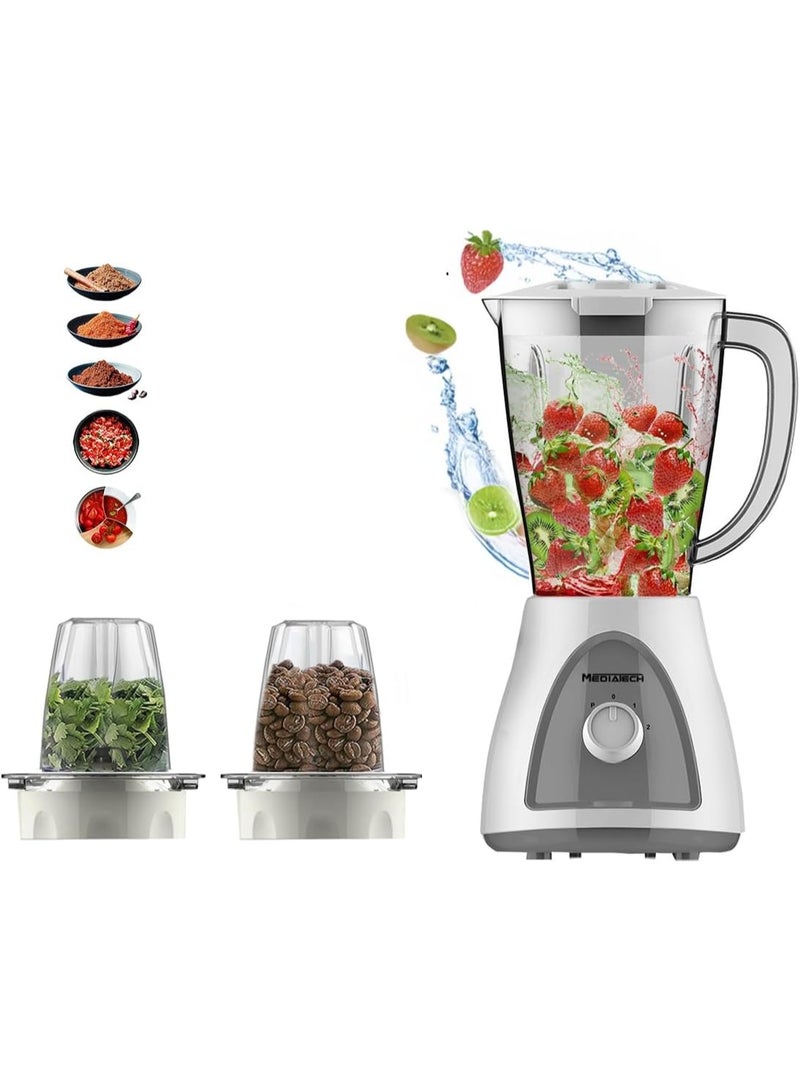 Media Tech Mediatech Smoothie Blender maker, 400 Watt, 1.5L , Copper Motor,Grinder and Grater , 2 speed + Pluse Function, Ice Crush Function Stainless Steel blades, MT-B16-Grey - Image 2