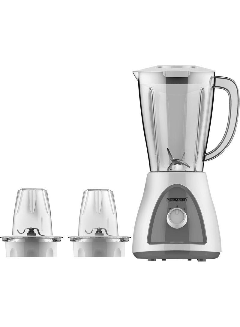Media Tech Mediatech Smoothie Blender maker, 400 Watt, 1.5L , Copper Motor,Grinder and Grater , 2 speed + Pluse Function, Ice Crush Function Stainless Steel blades, MT-B16-Grey - Image 3