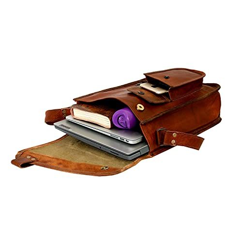 cuero 18" leather satchel tablet bag laptop case office briefcase messenger gift for men computer distressed shoulder bag - Image 3