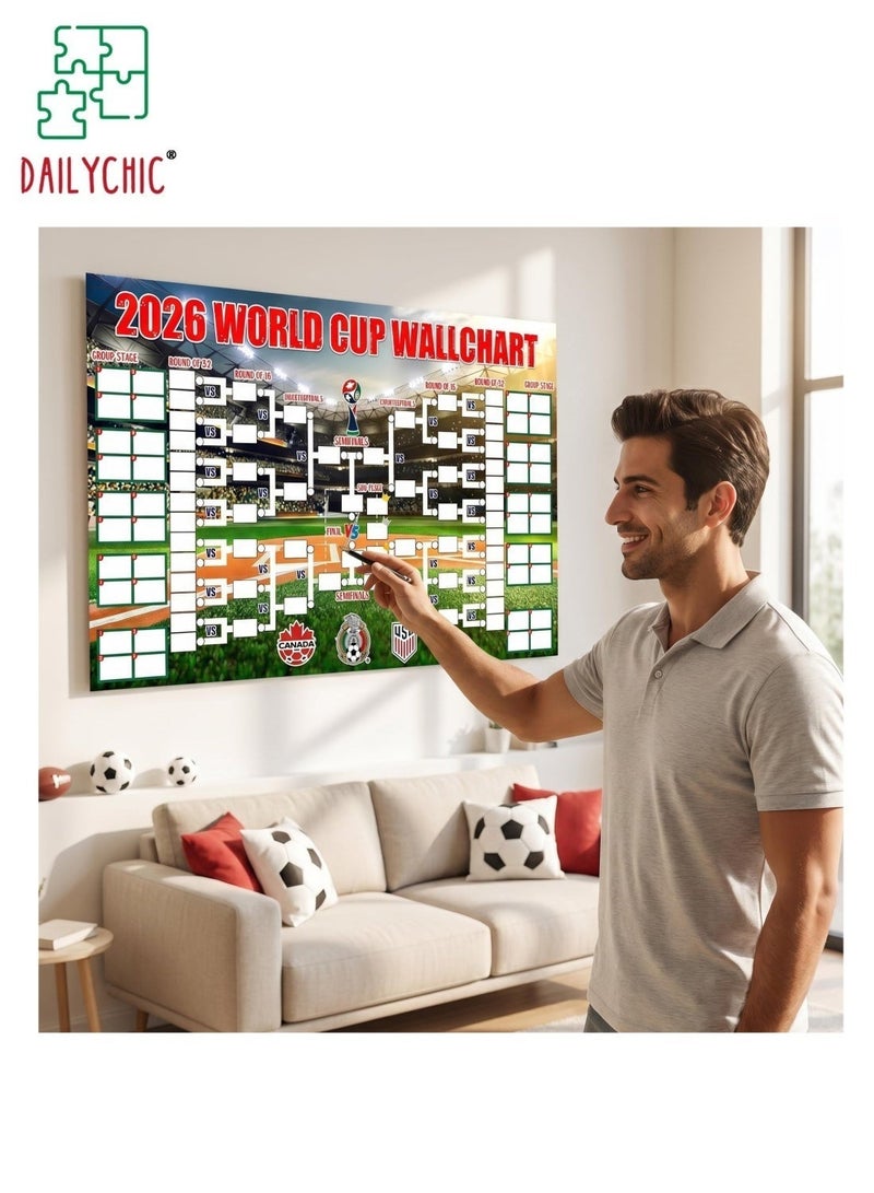 DAILYCHIC World Cup 2026 Schedule Poster, 90 x 60CM Wall Chart 2026 with 48-Team Bracket Poster, Champion 2026 Merchandise for Soccer Fans Party Decorations, Gift for Football Lovers - Image 4