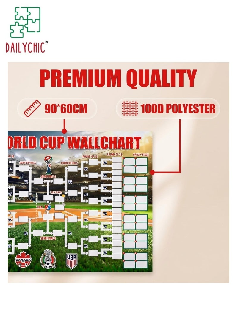 DAILYCHIC World Cup 2026 Schedule Poster, 90 x 60CM Wall Chart 2026 with 48-Team Bracket Poster, Champion 2026 Merchandise for Soccer Fans Party Decorations, Gift for Football Lovers - Image 5