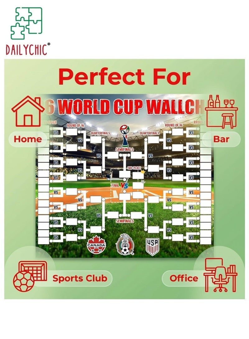 DAILYCHIC World Cup 2026 Schedule Poster, 90 x 60CM Wall Chart 2026 with 48-Team Bracket Poster, Champion 2026 Merchandise for Soccer Fans Party Decorations, Gift for Football Lovers - Image 2
