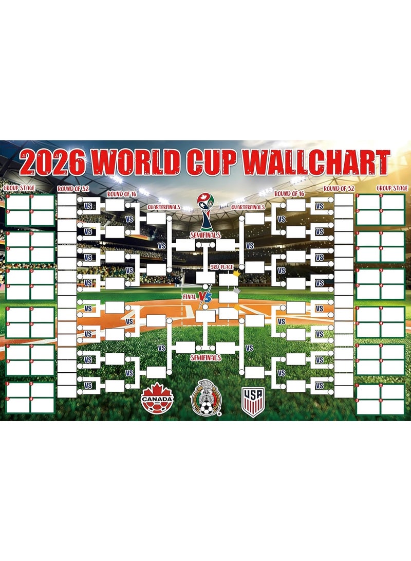 DAILYCHIC World Cup 2026 Schedule Poster, 90 x 60CM Wall Chart 2026 with 48-Team Bracket Poster, Champion 2026 Merchandise for Soccer Fans Party Decorations, Gift for Football Lovers - Image 1