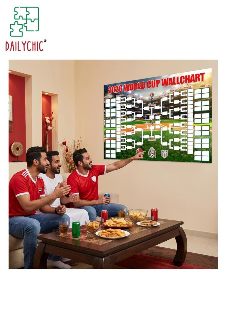 DAILYCHIC World Cup 2026 Schedule Poster, 90 x 60CM Wall Chart 2026 with 48-Team Bracket Poster, Champion 2026 Merchandise for Soccer Fans Party Decorations, Gift for Football Lovers - Image 3