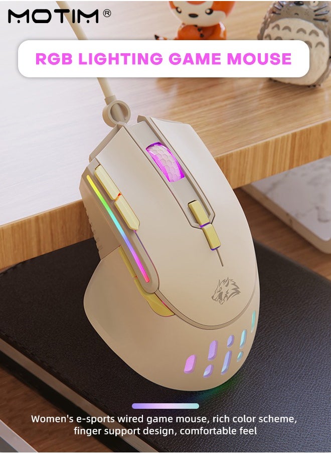 Wired Gaming Mouse, USB Computer Mouse with RGB Backlit, 12800 DPI Optical Sensor, Ergonomic Gamer Mouse with 9 Programmable Buttons Gaming Mice for Windows/PC/Mac/Laptop Gamer/Office/Work