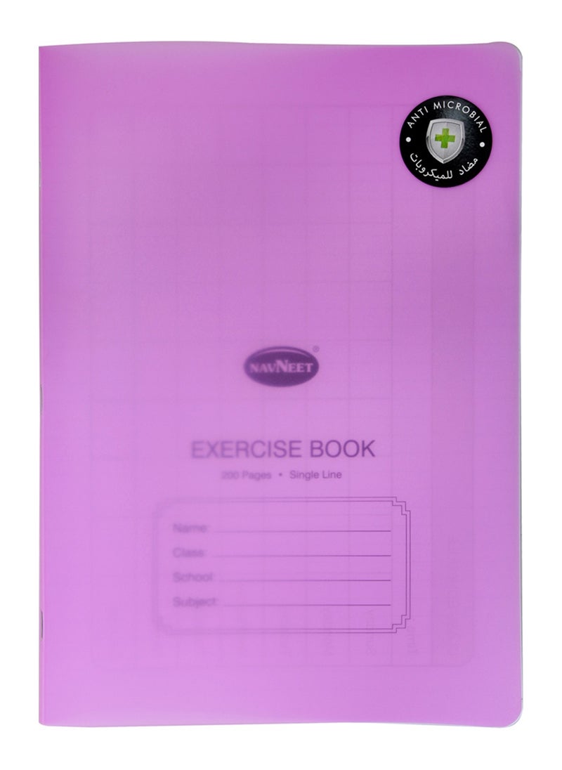 Navneet A4 Size Single Line Exercise Book 200 Pages With PVC Cover Violet  - Image 1