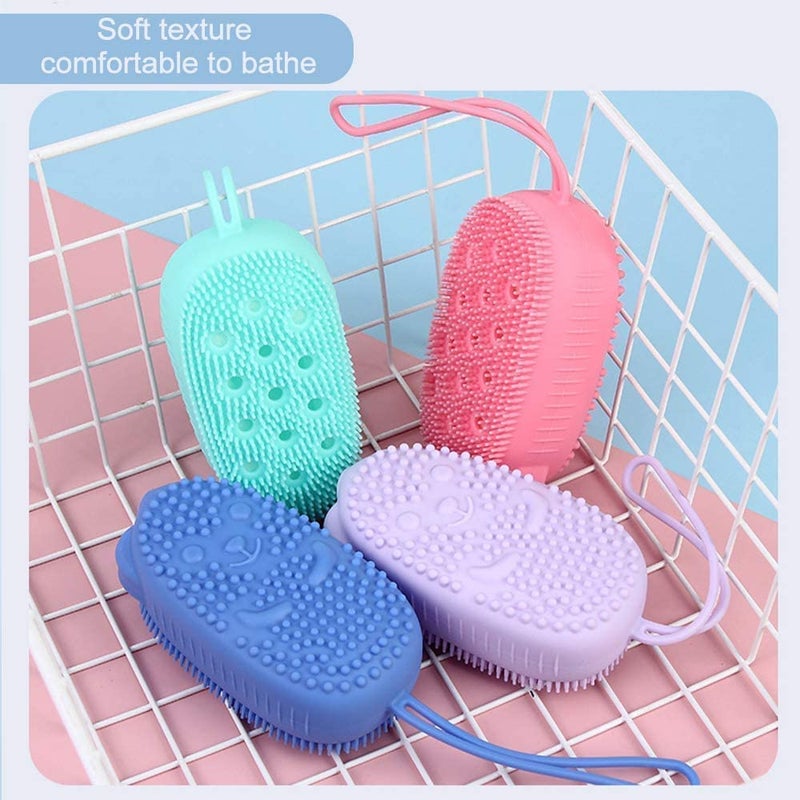 MSA Soft Silicone Bath Brush/Double Sided Foaming Shower Sponge/Cleaning Body Massage Scrub Gloves for Kids/Baby Bath Tools - Image 5