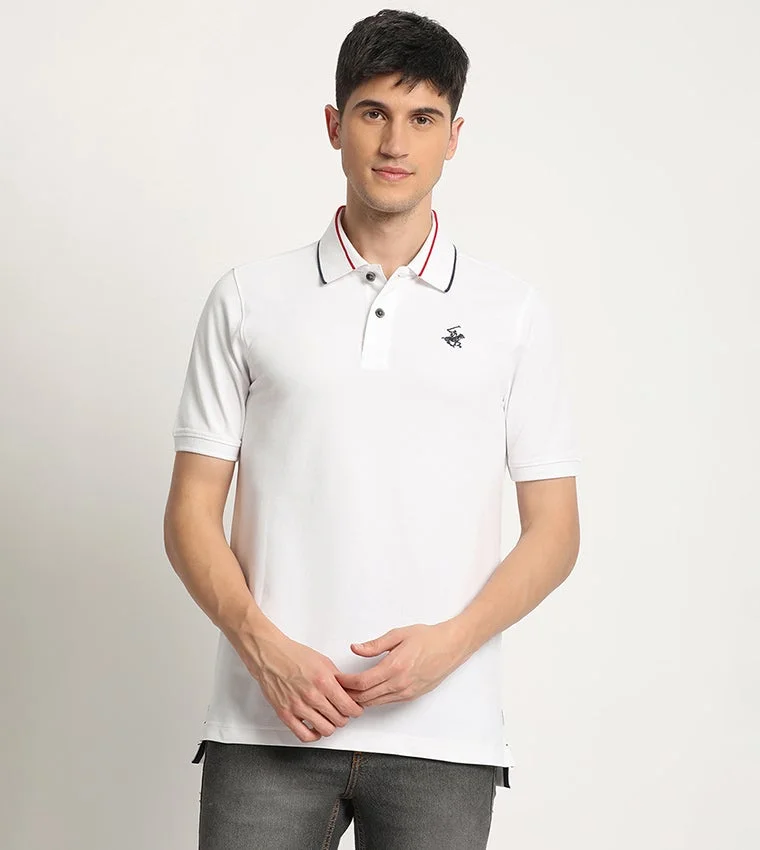بيفرلي هيلز بولو كلوب Logo Embroidered Contrast Trim Polo T-Shirt