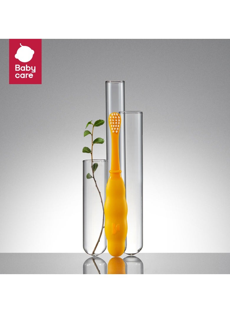 Baby Care Training Toothbrush with Safety Guard, Ultra Soft Baby Toothbrush for Toddler to Kids, BPA Free, FDA Certified Stage 3 Toothbrush 36+ Months Old Kids Toothbrush Yellow - Image 1