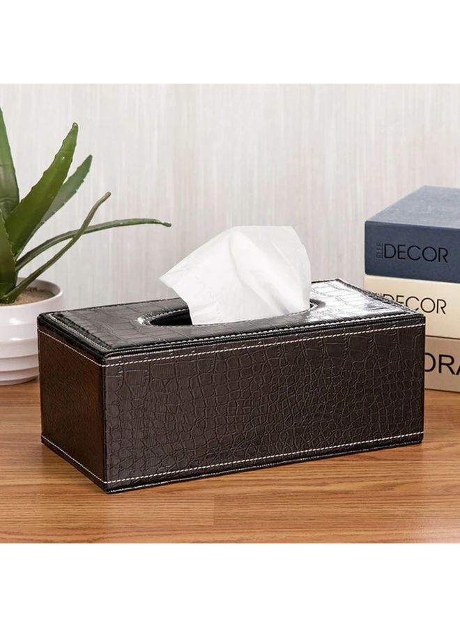 Black Leather Tissue Box Holder for Home Hotel and Car Desktop - Image 1