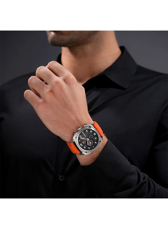 POLICE Blue/Orange Men's Portland Grey Dial Blue Orange Silicone Straps Multifunction Watch for Men - 44.5mm for Men | Best Price UAE