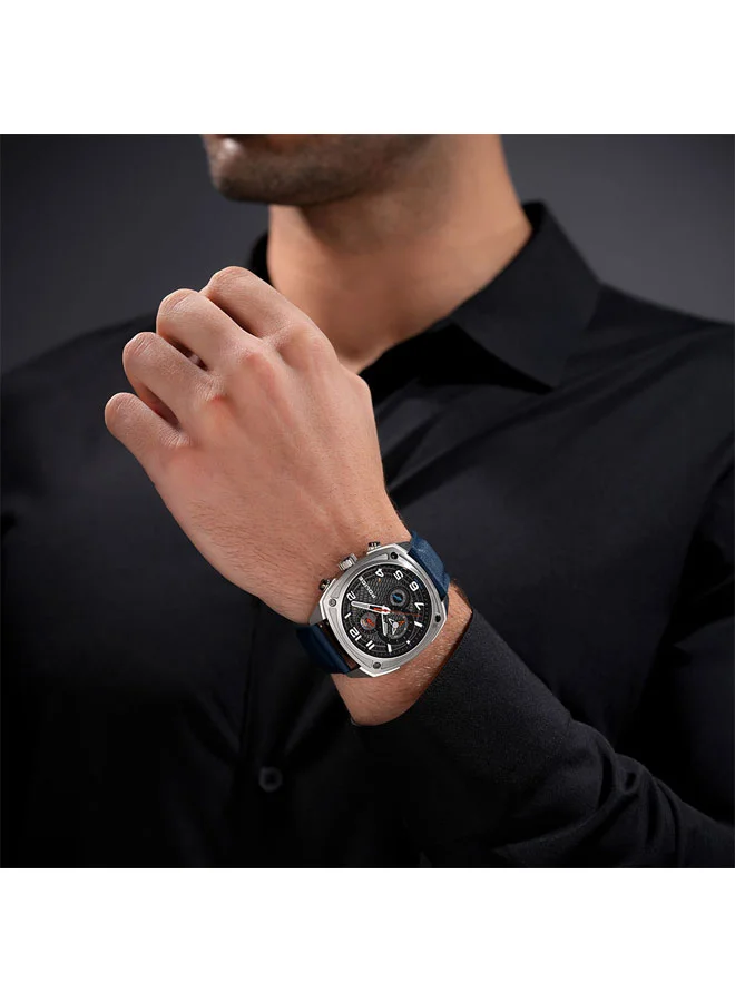 POLICE Blue/Orange Men's Portland Grey Dial Blue Orange Silicone Straps Multifunction Watch for Men - 44.5mm for Men | Best Price UAE