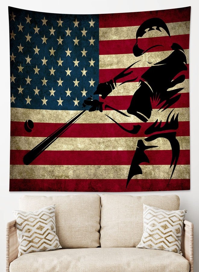 LB Sports Tapestry for Boys Room Baseball Wall Tapestry American Flag Wall Hanging Poster for Living Room Bedroom Dorm and Birthday Party Wall Decor,60x40 Inch - Image 3