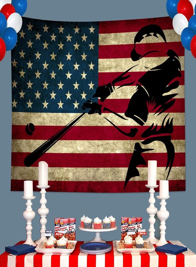 LB Sports Tapestry for Boys Room Baseball Wall Tapestry American Flag Wall Hanging Poster for Living Room Bedroom Dorm and Birthday Party Wall Decor,60x40 Inch - Image 2