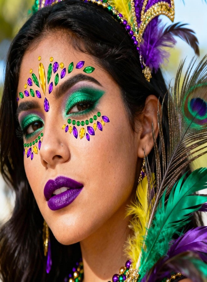 80UncleKimby 6 Sets Mardi Gras Face Gems Stickers Accessories Self-Adhesive 3D Eye Jewels for Women Crystals Decorations Carnival Party Cosplay Makeup Dress-up Decor - Image 2