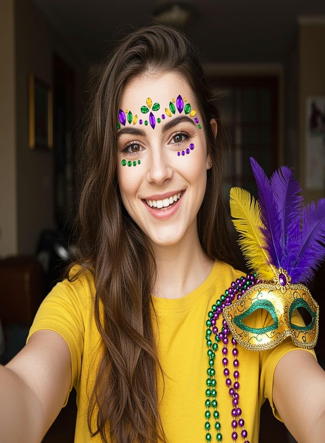 80UncleKimby 6 Sets Mardi Gras Face Gems Stickers Accessories Self-Adhesive 3D Eye Jewels for Women Crystals Decorations Carnival Party Cosplay Makeup Dress-up Decor - Image 5