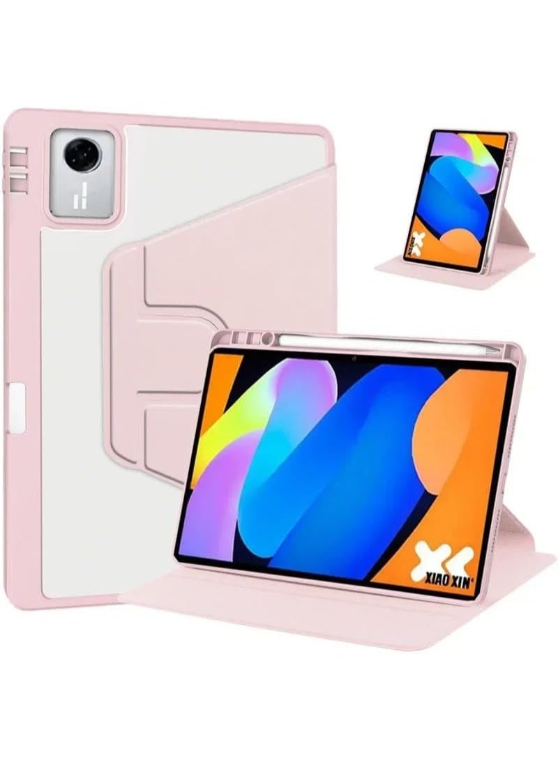 VKL Case for Lenovo Idea Tab 11 inch 2025 (TB336ZU/TB336FU) Smart Tablet Leather Case with Auto Wake/Sleep, 360° Rotating Stand Clear Back Cover with Pencil Holder (Pink) - Image 1