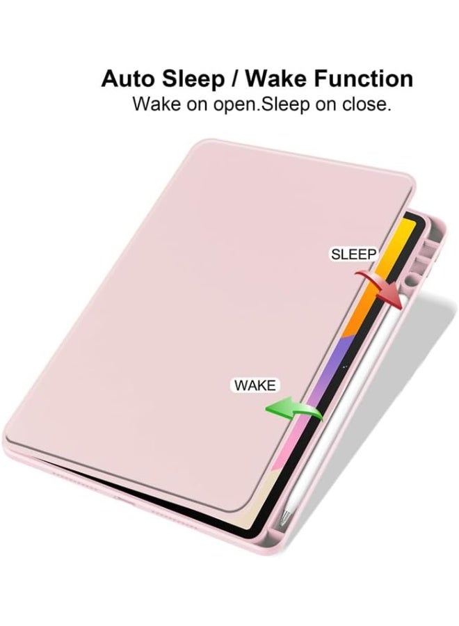 VKL Case for Lenovo Idea Tab 11 inch 2025 (TB336ZU/TB336FU) Smart Tablet Leather Case with Auto Wake/Sleep, 360° Rotating Stand Clear Back Cover with Pencil Holder (Pink) - Image 2