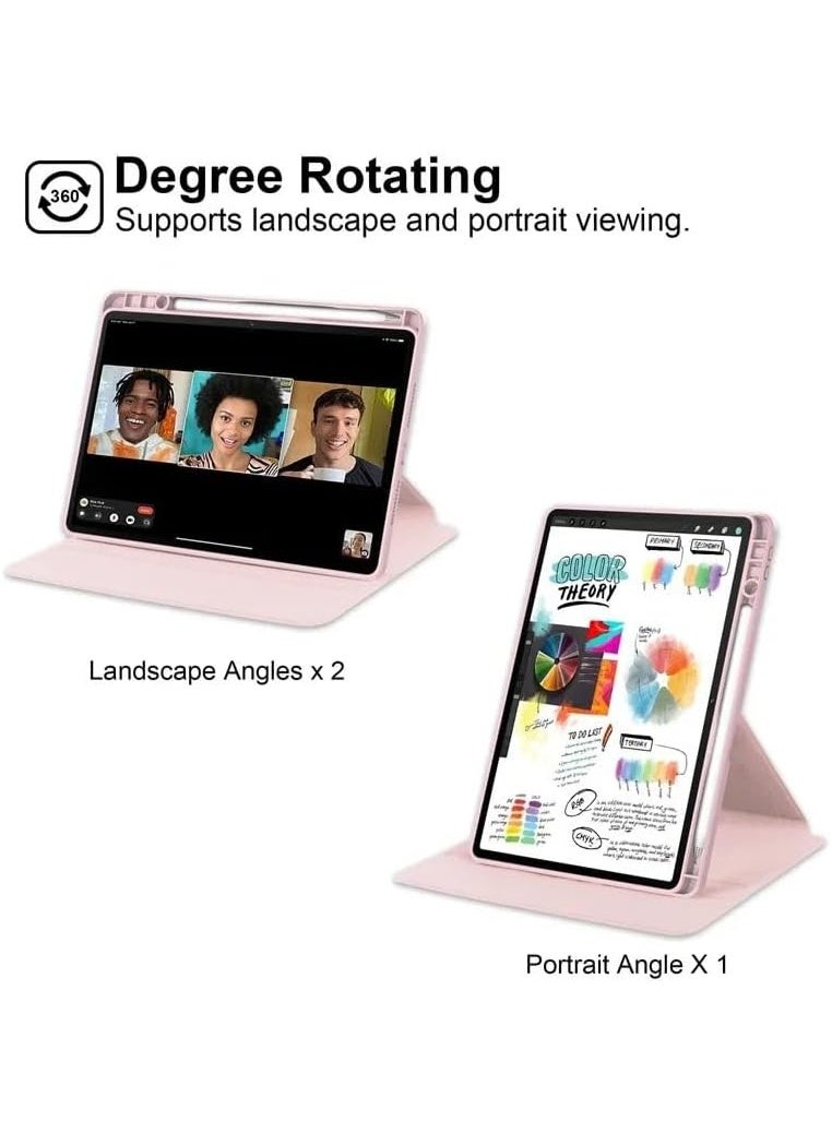 VKL Case for Lenovo Idea Tab 11 inch 2025 (TB336ZU/TB336FU) Smart Tablet Leather Case with Auto Wake/Sleep, 360° Rotating Stand Clear Back Cover with Pencil Holder (Pink) - Image 3