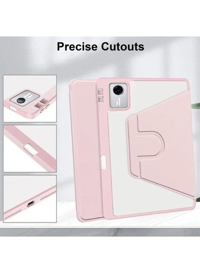 VKL Case for Lenovo Idea Tab 11 inch 2025 (TB336ZU/TB336FU) Smart Tablet Leather Case with Auto Wake/Sleep, 360° Rotating Stand Clear Back Cover with Pencil Holder (Pink) - Image 4