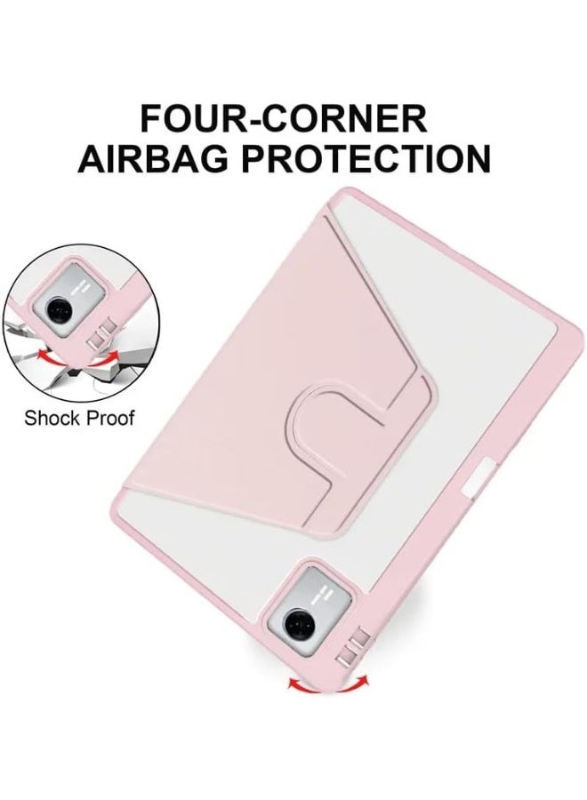 VKL Case for Lenovo Idea Tab 11 inch 2025 (TB336ZU/TB336FU) Smart Tablet Leather Case with Auto Wake/Sleep, 360° Rotating Stand Clear Back Cover with Pencil Holder (Pink) - Image 5