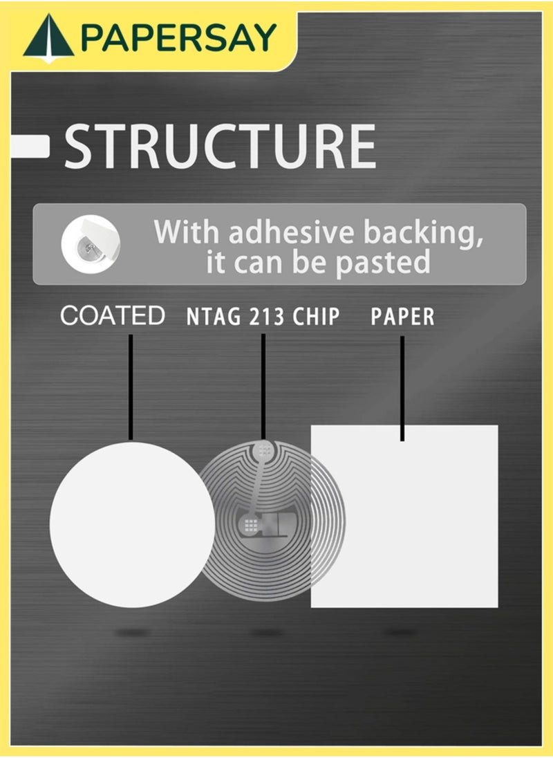 Excefore 100pcs x NTaG213 NFC Tags & Stickers - Anti-Metal NFC Tags, Works on Metal Surfaces, Compatible with NFC-enabled Smartphones and Devices  - Image 3