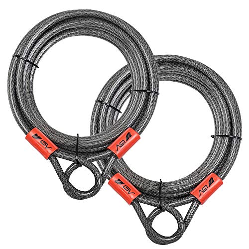 BV Heavy-Duty 30FT Security Cable with Loops-10mm (3/8 Inch) Cut-Resistant Braided Steel Cable-Versatile & Weatherproof-Security Chain for Padlock, Chain Lock, Wire Lock (Pair) - Image 1