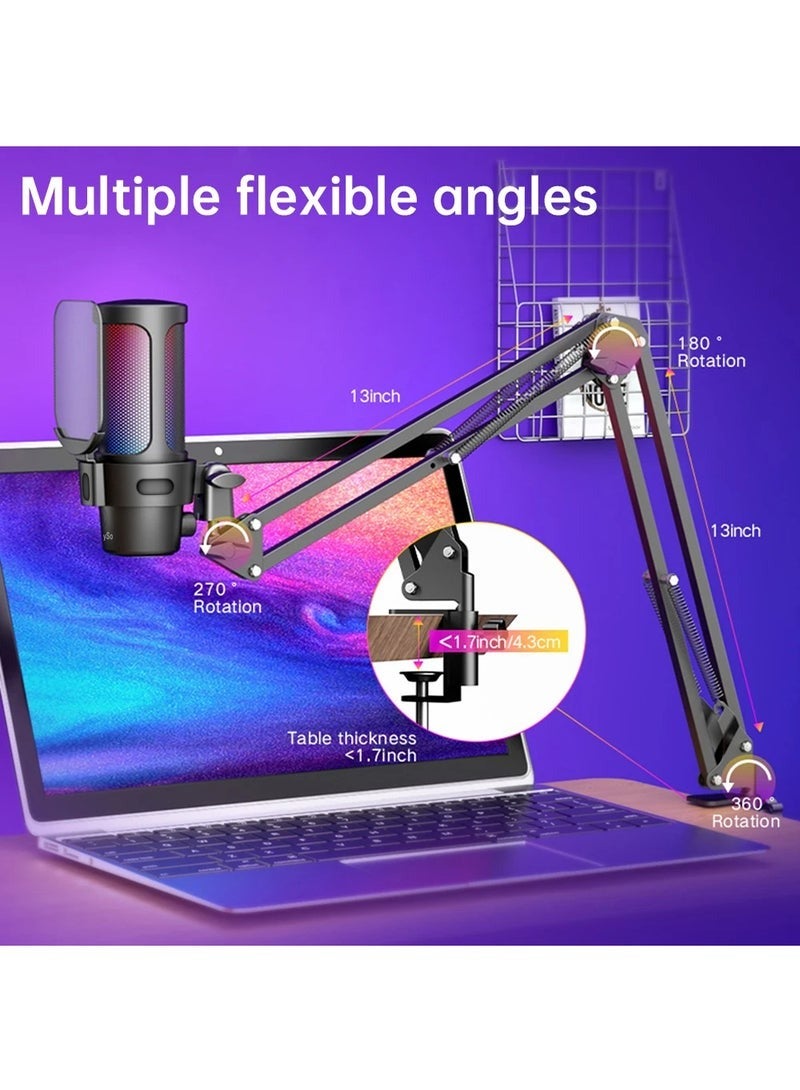 MUNTAQI 🎤 Desktop Wired Condenser Microphone, Professional Studio Recording Mic with Boom Arm, Ideal for Gaming, Singing, Streaming & Video Conferencing - Image 2