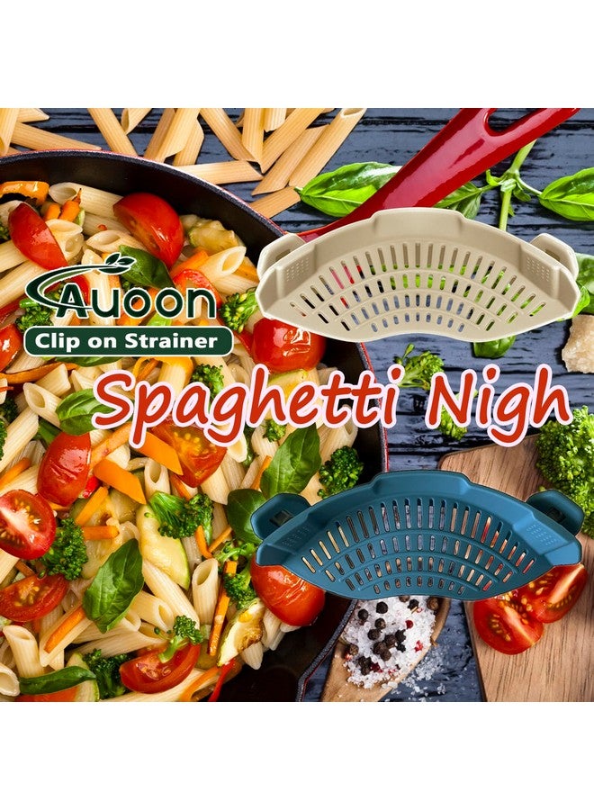 أون مصفاة سيليكون بمشبك من AUOON لجميع الأواني والمقالي، مصفاة معكرونة بمشبك مصفاة طعام للحوم والخضراوات والفواكه مصفاة مطبخ سيليكون (ميلك شيك) - Image 3