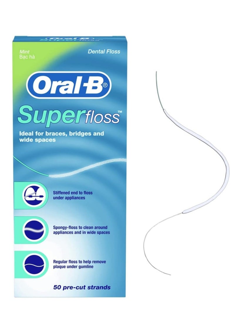 Oral-B Oral-B Super Floss 50 Pre-Cut Strands White  - Image 1