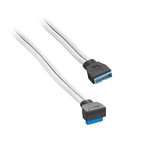 CableMod ModFlex Sleeved Right Angle Internal USB 3.0 Cable (White, 50cm) - Image 2