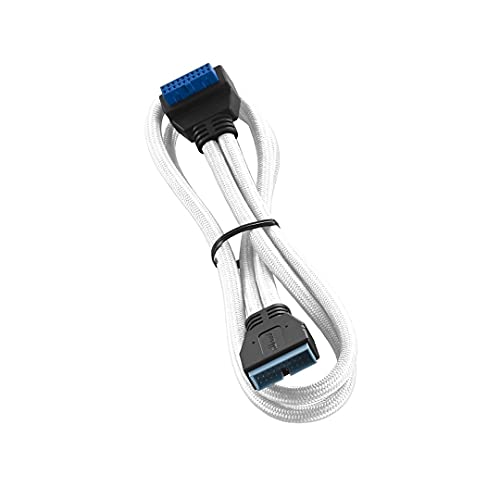 CableMod ModFlex Sleeved Right Angle Internal USB 3.0 Cable (White, 50cm) - Image 1