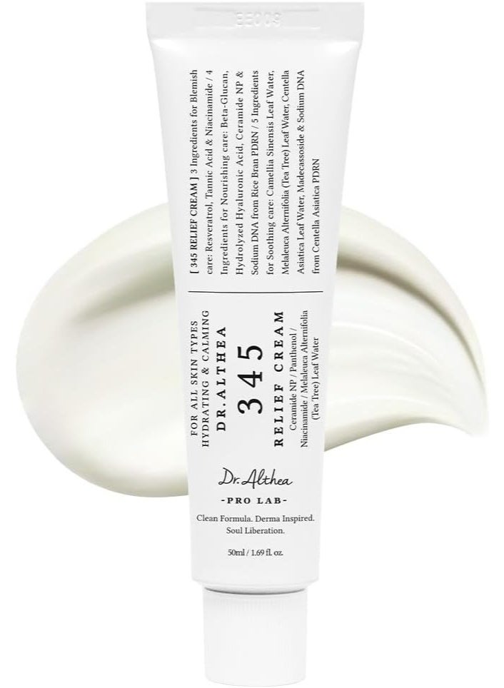 Dr.Althea 345 Relief Cream - Soothing Face Moisturizer with Niacinamide & Panthenol | Blemish Care, Hydration & Redness Relief | Vegan Korean Skincare for All Skin Types | 50ml - Image 1
