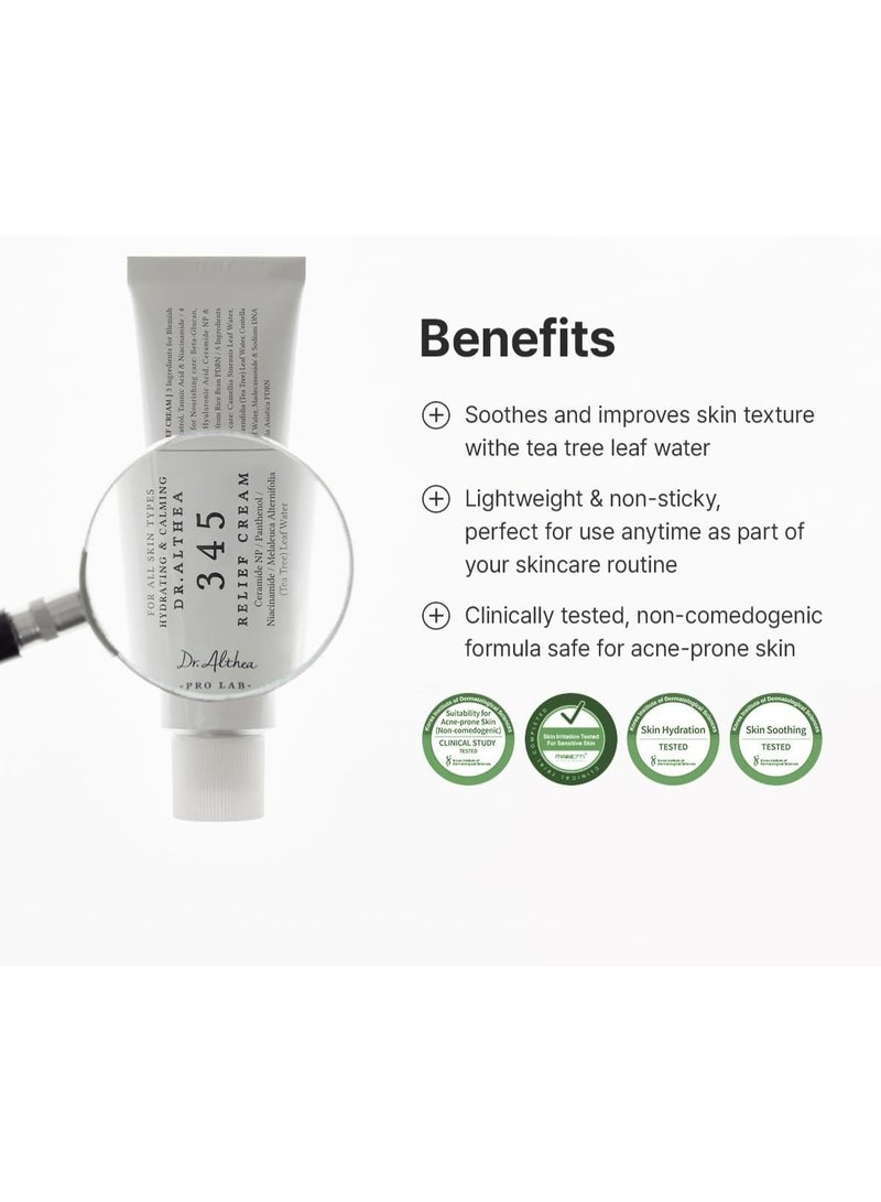 Dr.Althea 345 Relief Cream - Soothing Face Moisturizer with Niacinamide & Panthenol | Blemish Care, Hydration & Redness Relief | Vegan Korean Skincare for All Skin Types | 50ml - Image 3