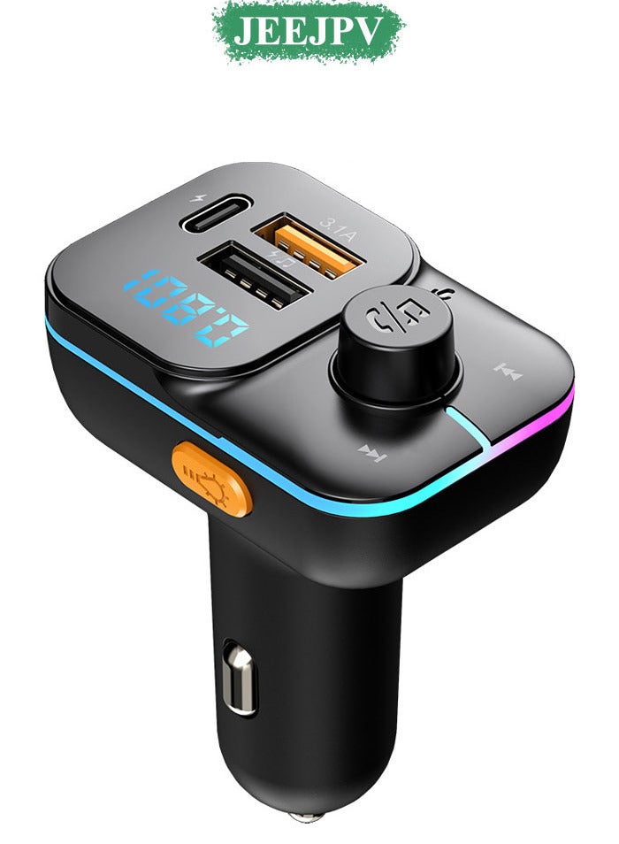 JEEJPV Car Chargers FM Transmitter Charger with 15W USB-C, play FM broadcast and charge 3 devices at a time [music streaming, free phone, voice assistant and GPS direction - Image 1