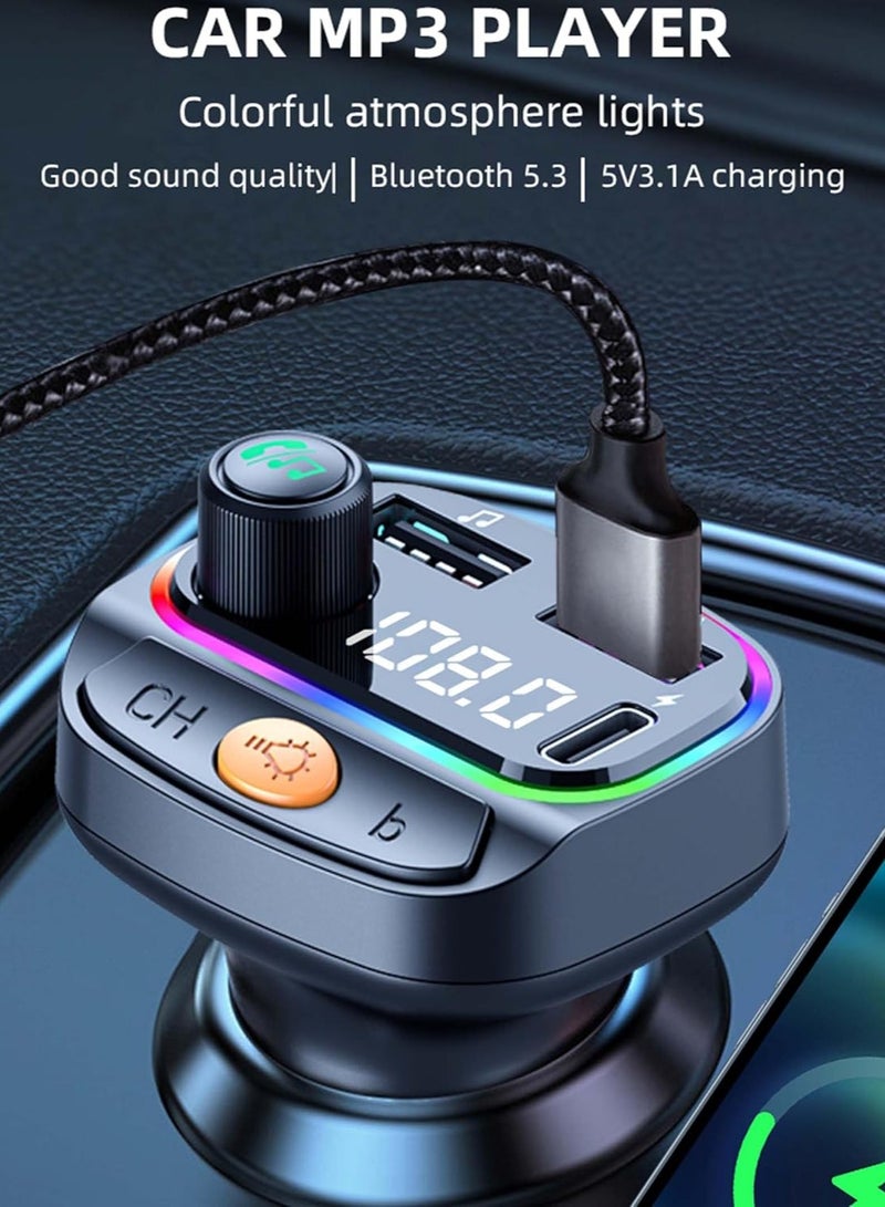 JEEJPV Car Chargers FM Transmitter Charger with 15W USB-C, play FM broadcast and charge 3 devices at a time [music streaming, free phone, voice assistant and GPS direction - Image 2