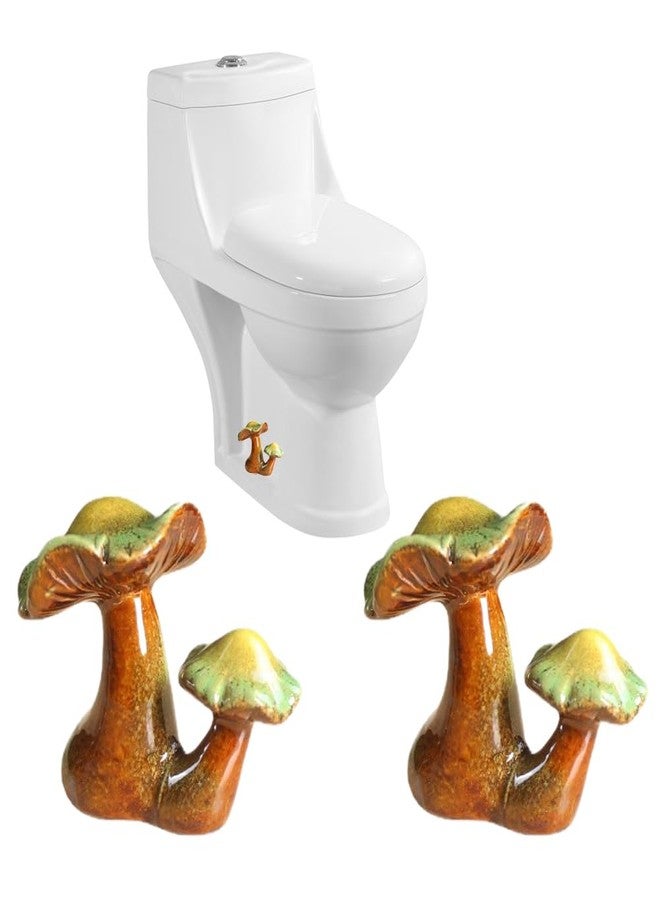 AKV Mushroom Toilet Bolt Caps Porcelain Toilet Bolt Covers Decorative,Fun Toilet Screw Cover Caps,2Pcs Ceramic Mushroom Toilet Screw Caps,Toilet Bowl Bolt Covers for Bathroom Decor,Easy to install (A) - Image 1