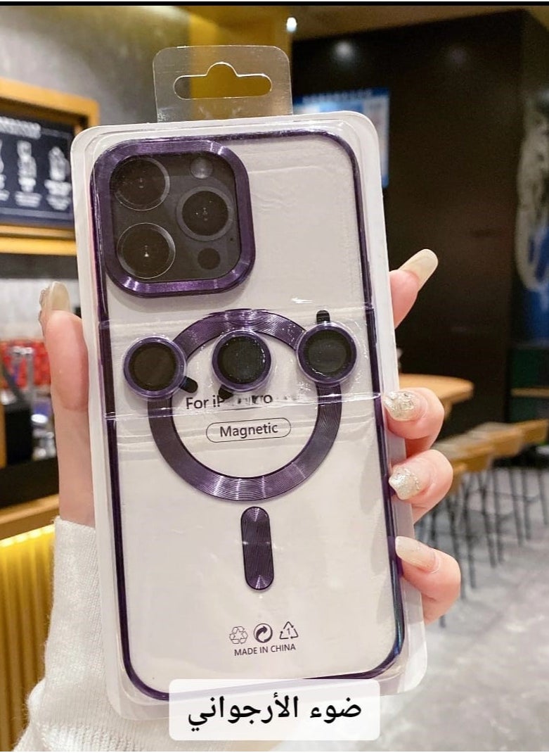 Generic - A high-quality case that supports charging the MagSafe in addition to camera lenses the same color as the case compatible with the iPhone 15 Pro purple color - Image 1