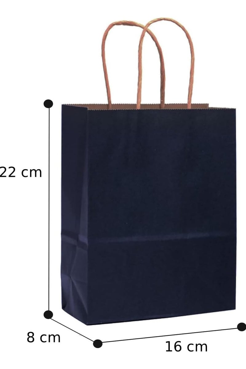 MOMENT 12 PACK Paper Gift Bags with Handles in Bulk, Kraft Paper Bags 22 * 16 * 8cm, Recyclable Shopping Bags for Retail, Grocery, Party Favors, Wedding, Black - Image 2