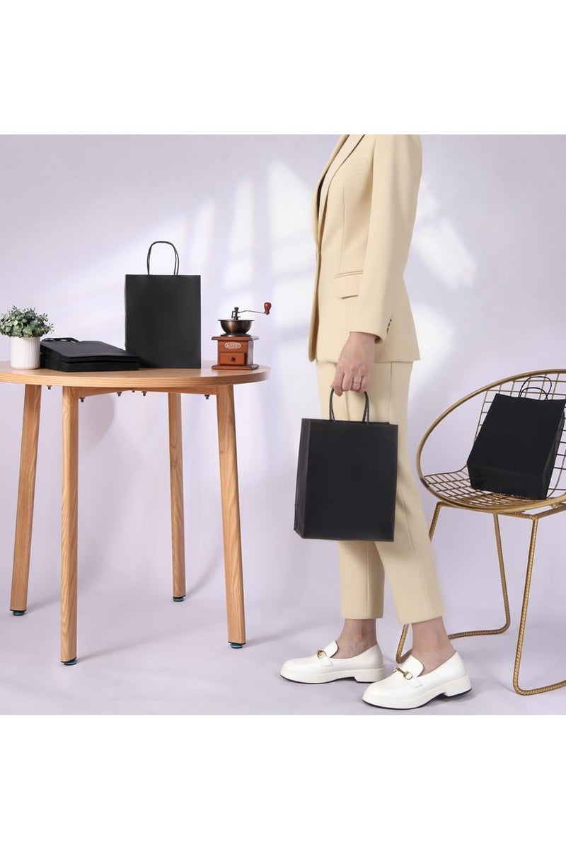 MOMENT 12 PACK Paper Gift Bags with Handles in Bulk, Kraft Paper Bags 22 * 16 * 8cm, Recyclable Shopping Bags for Retail, Grocery, Party Favors, Wedding, Black - Image 4