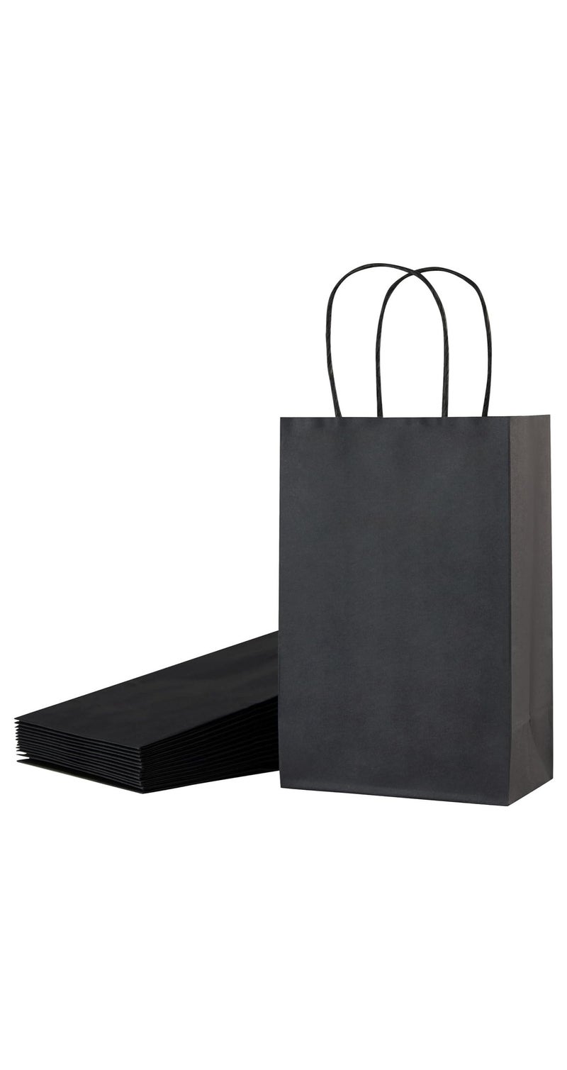 MOMENT 12 PACK Paper Gift Bags with Handles in Bulk, Kraft Paper Bags 22 * 16 * 8cm, Recyclable Shopping Bags for Retail, Grocery, Party Favors, Wedding, Black - Image 1
