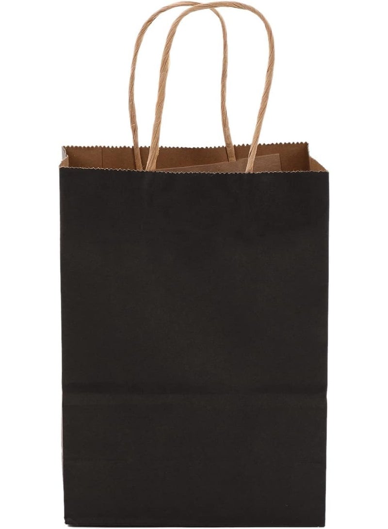 MOMENT 12 PACK Paper Gift Bags with Handles in Bulk, Kraft Paper Bags 22 * 16 * 8cm, Recyclable Shopping Bags for Retail, Grocery, Party Favors, Wedding, Black - Image 1
