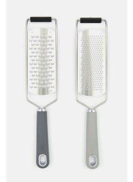 COOK WITH COLOR 2 Pc Coarse And Fine Grater Set, Silver  - Image 1