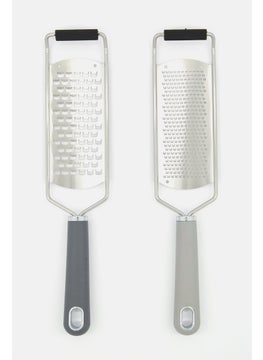 COOK WITH COLOR 2 Pc Coarse And Fine Grater Set, Silver  - Image 3