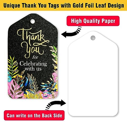Rousrie Thank You for Celebrating with Us Gift Tags with String for Birthday Gifts, Small Business, Anniversary, Return Gift Tags, Pack of 100 - Image 3